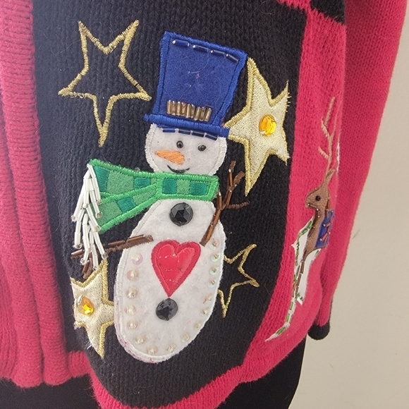 Tiara International Vintage Ugly Zip Up Cardigan  Sweater Size S/M - Picture 9 of 11